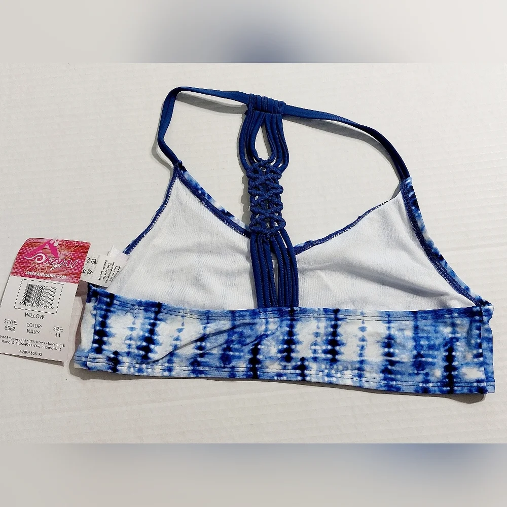 Kanu Surf Girls 14 Blue Tie Dye Willow Racerback Bikini Swim Separates‎ NEW
